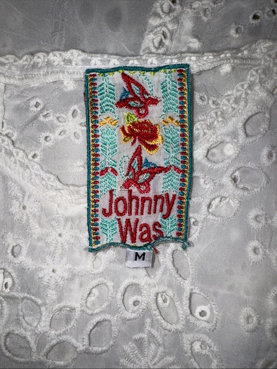 Johnny Was Tops - Johnny Was - White Eyelet Embroidered Sleeveless Tunic Tank Top Boho (Medium)